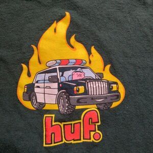 Vintage Huf Pig Cop Car Police Burning Flame T-Shirt